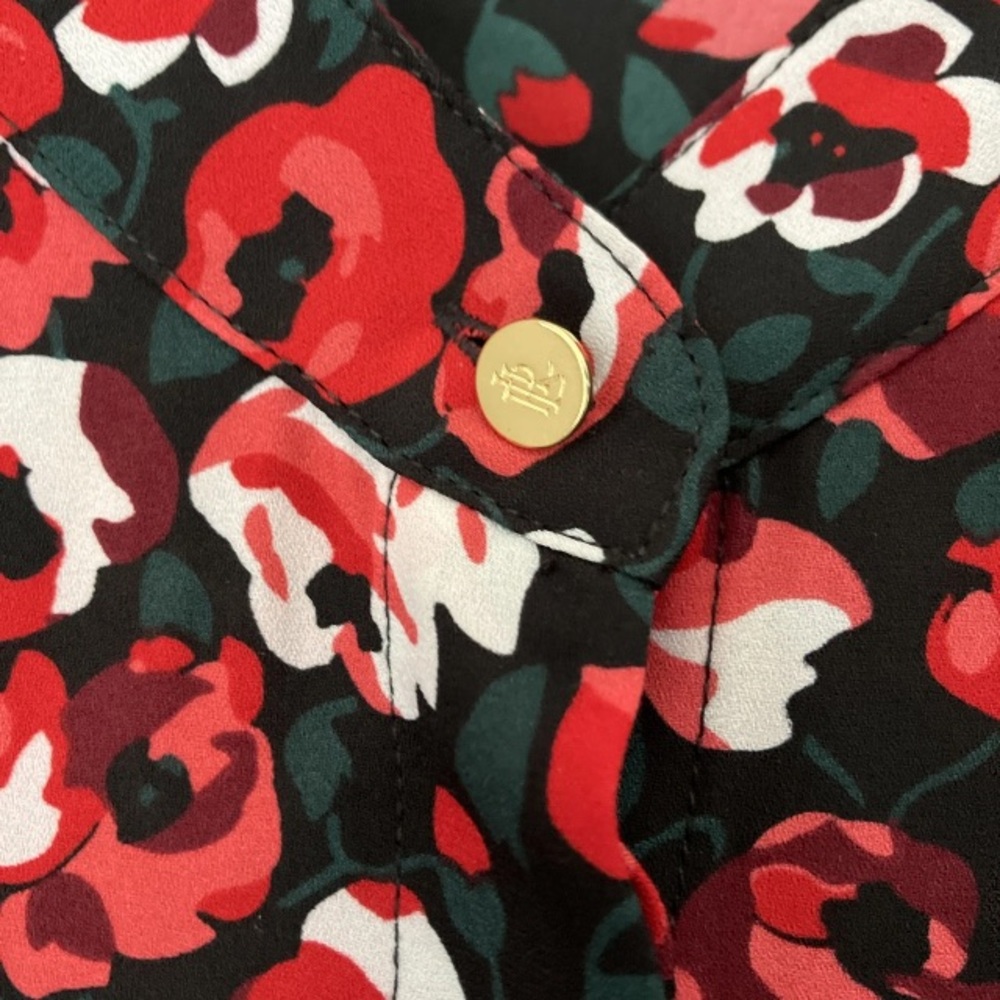 RALPH LAUREN Floral Ruffle Button Long Sleeve Blouse M Career Classic Timeless - Picture 8 of 11